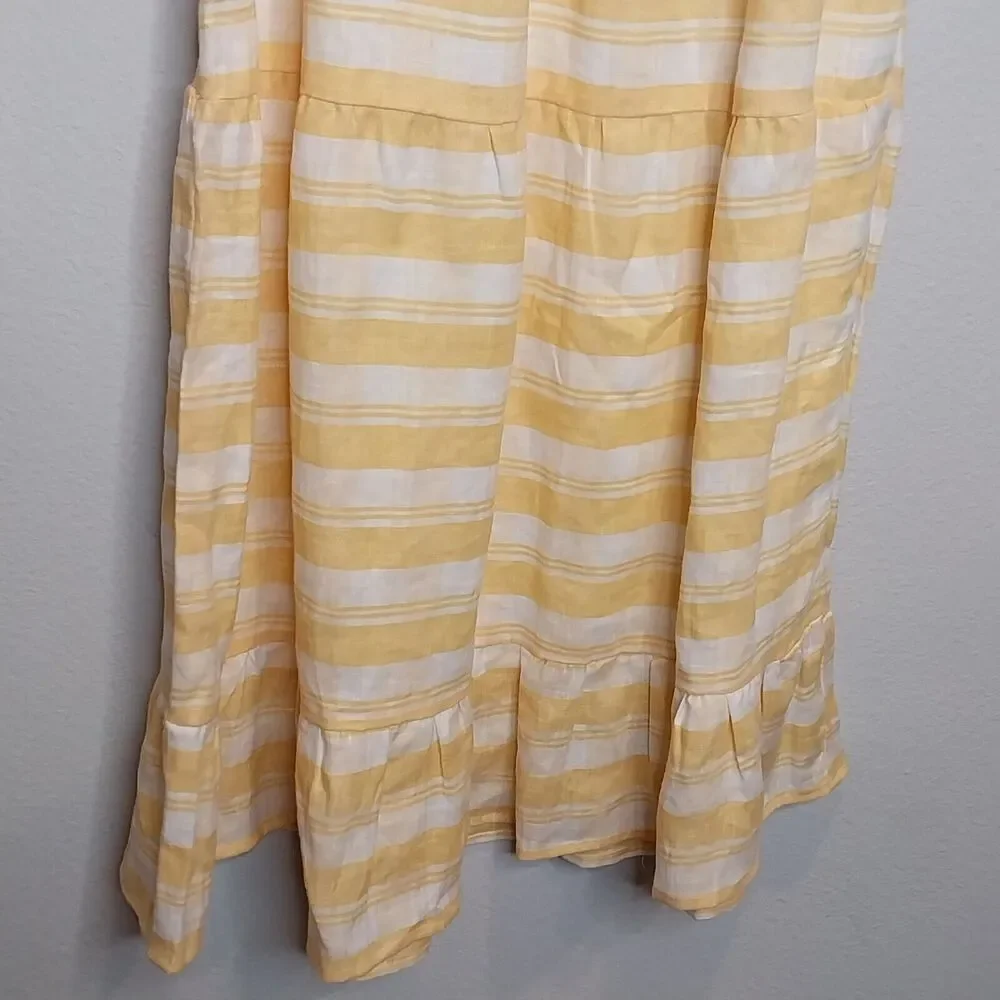 Faithfull The‎ Brand Gianna Midi Dress Yellow Check Linen Women's Size 4 NWT